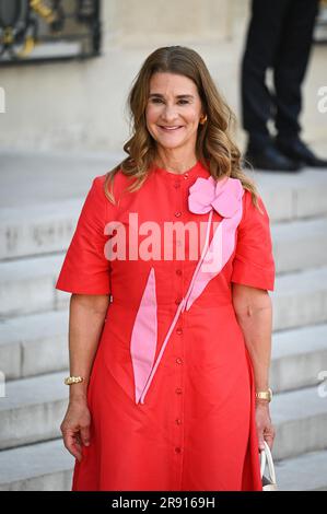 Paris, Frankreich. 23. Juni 2023. Melinda Gates, Geschäftsfrau und ehemalige Ehefrau von Bill Gates am 23. Juni 2023 im Elysee-Palast. Foto: Tomas Stevens/ABACAPRESS.COM Kredit: Abaca Press/Alamy Live News Stockfoto