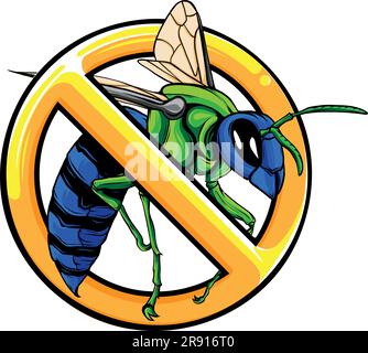 Vektordarstellung von „Keine Biene“ oder „Wasp“ auf weißem Hintergrund Stock Vektor