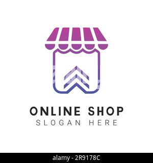 Online-Shopping Logo-Design Fast-Shopping-Logo Online-Mart-Tasche Stock Vektor