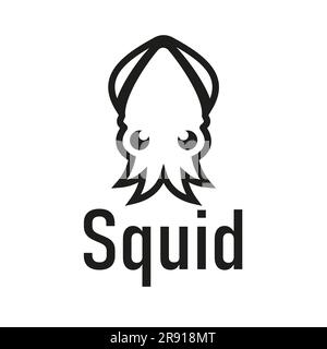 Squid Retro-inspiriertes Logo für isolierten Tintenfisch. Illustration des traditionellen Restaurants Stock Vektor