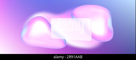 Glasmorphismus abstraktes Gradientenhintergrunddesign. Transparenter Kartenrahmen mit verwischter lilafarbener Blase kreative Komposition. BLOB-Vorlage mit geometrischer Technologie und geschwungener und lebendiger Textur Stock Vektor