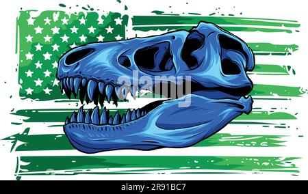 Vektordarstellung eines Tyrannosaurus rex mit amerikanischer Flagge Stock Vektor