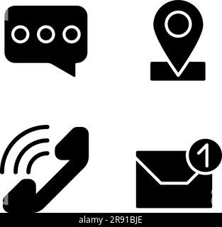 Schwarze Glyphsymbole für Kommunikationskanäle auf weißem Raum eingestellt Stock Vektor