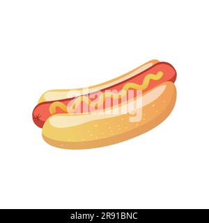 vektor-Hotdog auf weißem, isoliertem Hintergrund. amerikanisches Essen Stock Vektor