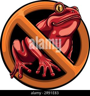 Stop Frosch. Verboten Red Road Sign. Verbot Kröte. Kein Vektor Illustration. Stock Vektor