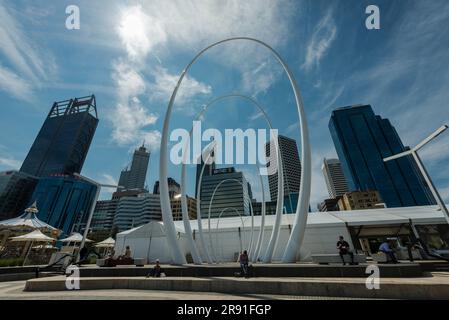 Blick auf die moderne Architektur von Perth in Westaustralien Stockfoto