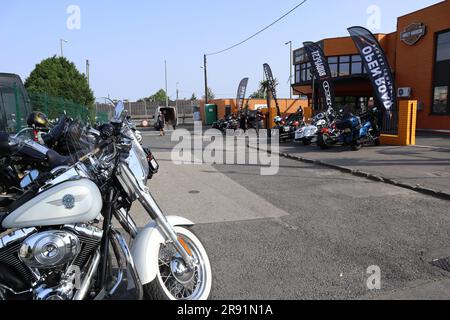 Juni 23. 2023. Budapest, Ungarn Harley-Davidson 120. Jubiläumsfestival. Europas größtes Motorradfestival im Puskás Arena Park der ungarischen Hauptstadt. Kredit: Ilona Barna BIPHOTONEWS/Alamy Live News Stockfoto