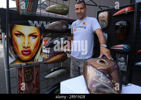 Juni 23. 2023. Budapest, Ungarn Harley-Davidson 120. Jubiläumsfestival. Europas größtes Motorradfestival im Puskás Arena Park der ungarischen Hauptstadt. Kredit: Ilona Barna BIPHOTONEWS/Alamy Live News Stockfoto