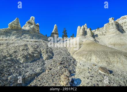 Erodierte Vulkanasche- und Tertiärsedimente im geologischen Gebiet der weißen Erde bei winston, montana Stockfoto