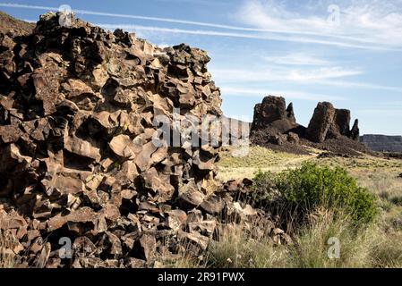 WA24422-00..... WASHINGTON: Basaltfelsformationen im Sun Lakes Dry Falls State Park, Grant County. Stockfoto