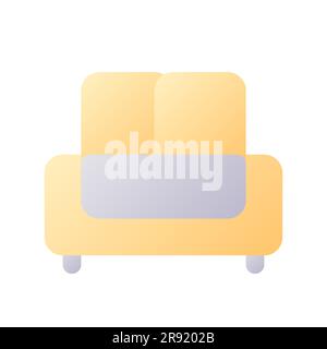 Couch Pixel Perfect Flat Gradient – zweifarbiges ui-Symbol. Komfortables Möbelstück. Einfaches gefülltes Piktogramm. GUI, UX-Design für mobile Anwendung. Ve Stock Vektor