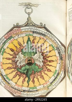 Astronomicum Caesareum (Traktat über Astronomie) von Petrus Apianus, Ingolstadt, Deutschland 1540 n. Chr. Erstausgabe im Louvre Museum, Abu Dhabi, VAE Stockfoto