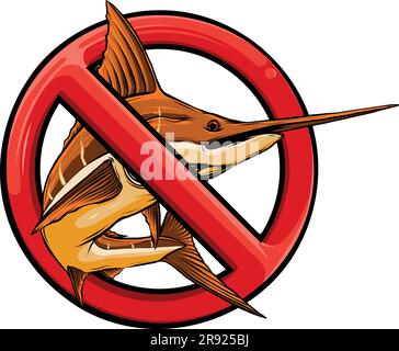 vektordarstellung von verbotenem Schwertfisch auf weißem Hintergrund Stock Vektor