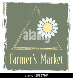 Aufkleber, Etikett, Abzeichen und Logo für Markierprodukte für Landwirte. Ökologie-Symbol. Muster für ökologische und umweltfreundliche Produkte. Vektordarstellung. Isoliert Stock Vektor