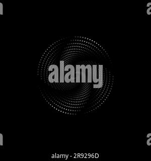 Halbtonpunkte in spiralförmiger Form. Rundes Logo. gepunkteter vektorrahmen. Drall Design Konzentrische Kreise geometrisches Element, abstrakte Darstellung von Stock Vektor