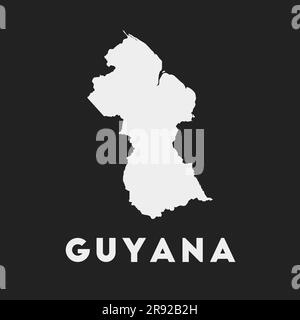 Symbol für Guyana. Landkarte auf dunklem Hintergrund. Stilvolle Guyana-Karte mit Ländernamen. Vektordarstellung. Stock Vektor