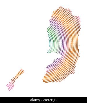 Gepunktete Karte Palästinas. Digitale Form Palästinas. Technisches Symbol des Landes mit abgestuften Punkten. Attraktive Vektordarstellung. Stock Vektor