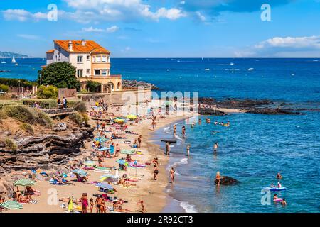 FRANKREICH. HERAULT (34) CAP D'AGDE. DER STRAND HEISST LA DALLE Stockfoto