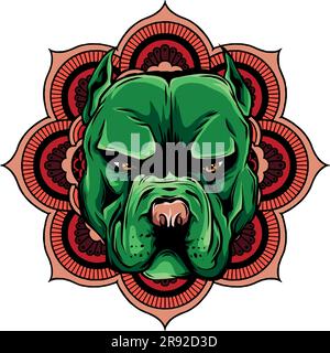 vektordarstellung des Hundekopfes mit dekorativen Verzierungen und Doodle-Elementen. Stock Vektor