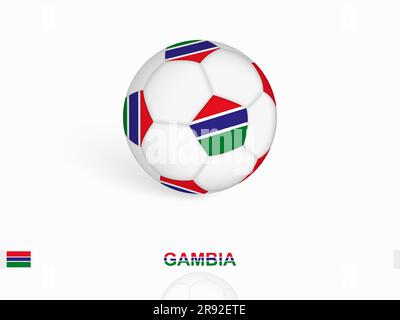 Fußball mit der Gambia-Flagge, Fußballsportausrüstung. Vektordarstellung. Stock Vektor