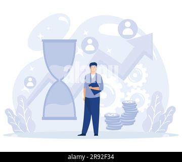 CRM-Lead-Management-Konzept, Optimierung der Konversionsrate, Vertriebsdaten, Marketingsoftware, flache, moderne Illustration Stock Vektor