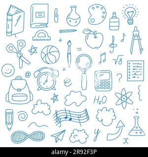 Bildung, Lernen, Back-to-School-Set. Vektordarstellung im einfachen Doodle-Stil Stock Vektor
