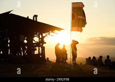 Somerset, Großbritannien. 23. Juni 2023 Atmosphäre beim Glastonbury Festival auf Worthy Farm in Somerset. Foto: Freitag, 23. Juni 2023. Das Foto sollte lauten: Matt Crossick/Empics/Alamy Live News Stockfoto