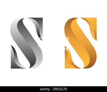 Abstraktes ursprüngliches Logo mit Buchstabe „S“. Logo-Vorlage für goldene und silberfarbene S-Buchstaben Stock Vektor