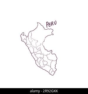 Handgezeichnete Pudelkarte Von Peru. Vektordarstellung Stock Vektor