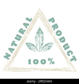 100 % natürliche Produktetiketten, Etiketten, Abzeichen und Logos. Ökologie-Symbol. Muster für ökologische und umweltfreundliche Produkte. Vektordarstellung. Isoliert auf Lager Stock Vektor