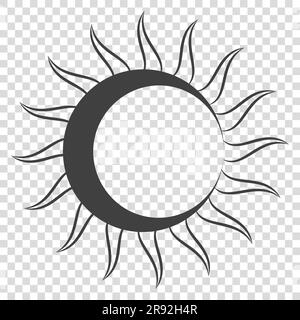 Tribal Flaming Sun Schablone Darstellung des Vektors isoliert auf transparentem Hintergrund Stock Vektor