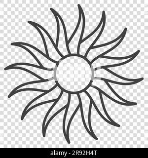 Tribal Flaming Sun Schablone Darstellung des Vektors isoliert auf transparentem Hintergrund Stock Vektor