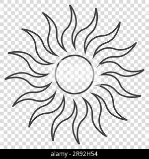 Tribal Flaming Sun Schablone Darstellung des Vektors isoliert auf transparentem Hintergrund Stock Vektor