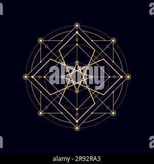 Geometrische Boho-Magie heilige Form esoterisches Symbol, Alchemie-Symbol. Vektorverbundene Geometrie stellt ein Mauerwerk verbundener Formen dar Stock Vektor