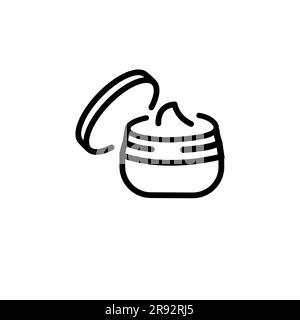 Liniensymbol der Gesichtscreme. Feuchtigkeitscreme, Lotion, Balsam. Make-up-Konzept. Für Themen wie Schönheit, Hautpflege, Kosmetik Stock Vektor