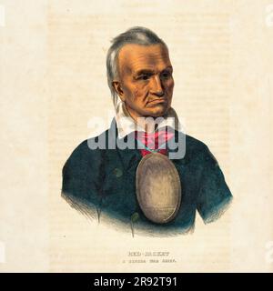 Rote Jacke, Seneca Kriegshäuptling, Illustration Stockfoto