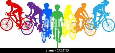 Radfahrer Bikes Silhouette Bike Cyclist People Set Stock Vektor