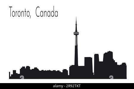 Kanada, die Skyline von Toronto. Gebäude in Silhouette. Reise- und Tourismuskonzept. Schwarzweiß-Vektordarstellung. Isoliert auf weißem Hintergrund Stock Vektor