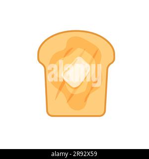 Toast mit einem Stück Butter. Leckeres, gesundes Frühstück. Gebratenes Sandwich, Draufsicht. Vektordarstellung im trendigen, flachen Stil isoliert. Stock Vektor
