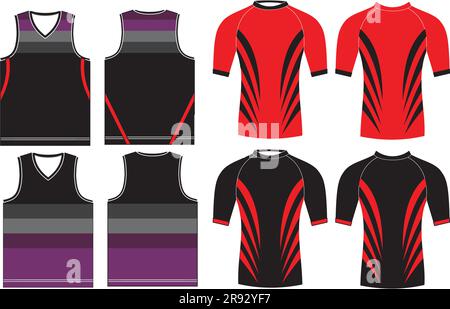 Basketball Jersey Mock Ups-Vorlagen Stock Vektor