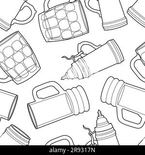 Vektor Linie Kunst nahtlose Muster Alkohol Gläser Stock Vektor