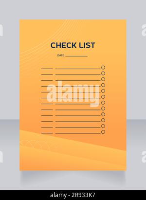 Designvorlage für das Arbeitsblatt „Checkliste“ Stock Vektor