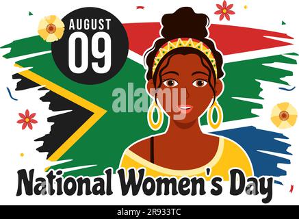 Happy Women Africa Day Celebration Vector Illustration mit ethnischer schwarzer Frau und afrikanischer Flagge in flachen, handgezeichneten Landing-Page-Vorlagen Stock Vektor