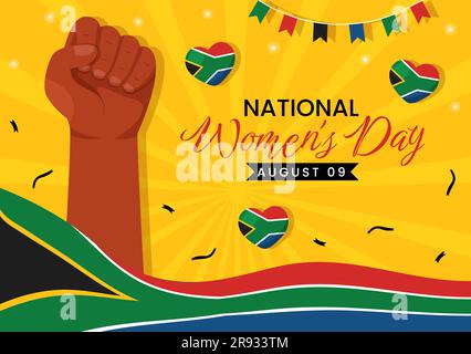 Happy Women Africa Day Celebration Vector Illustration mit ethnischer schwarzer Frau und afrikanischer Flagge in flachen, handgezeichneten Landing-Page-Vorlagen Stock Vektor