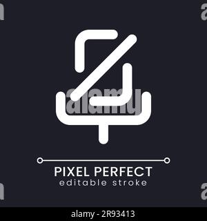 Deaktivieren Sie das lineare UI-Symbol für das Mikrofon „Pixel Perfect White“ für ein dunkles Thema Stock Vektor