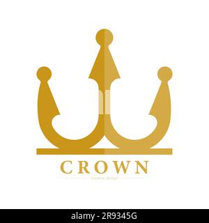 Goldene königliche Krone. Ein Modell eines Symbols von luxuriöser imperialer Macht, Reichtum und Luxus. Vorlage für Logo, Marke und Unternehmensdesign Stock Vektor