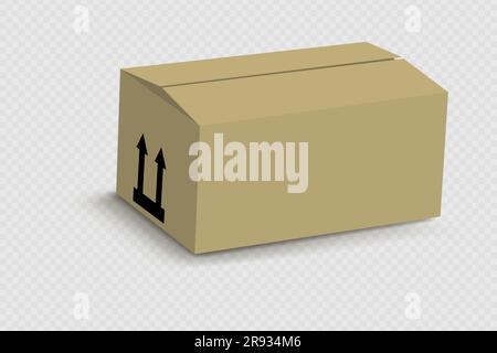 Leere Pappschachtel isoliert auf durchsichtigem Papier. Realistisches Pappkarton-Modell geöffnet. Vorlage für Paketverpackung für Waren, Einzelpackungen für den Frachtversand Stock Vektor