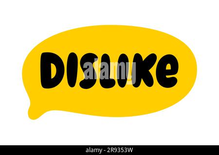 ICH MAG keine Sprechblase. Text gefällt mir nicht. Handgezeichnetes Zitat. Schwarz, Gelb. Doodle Phrase. Vektordarstellung für den Druck auf Hemd, Karte, Poster, T-Shirt. Brief Stock Vektor