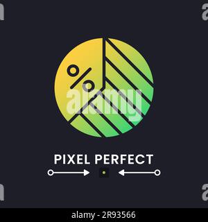 Tortendiagramm mit gelbem, durchgezogenem Verlauf auf dem Desktop-Symbol auf Schwarz Stock Vektor
