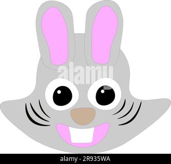 Lustiger Hase auf weißem Hintergrund, Kinderzeichnung. Stock Vektor